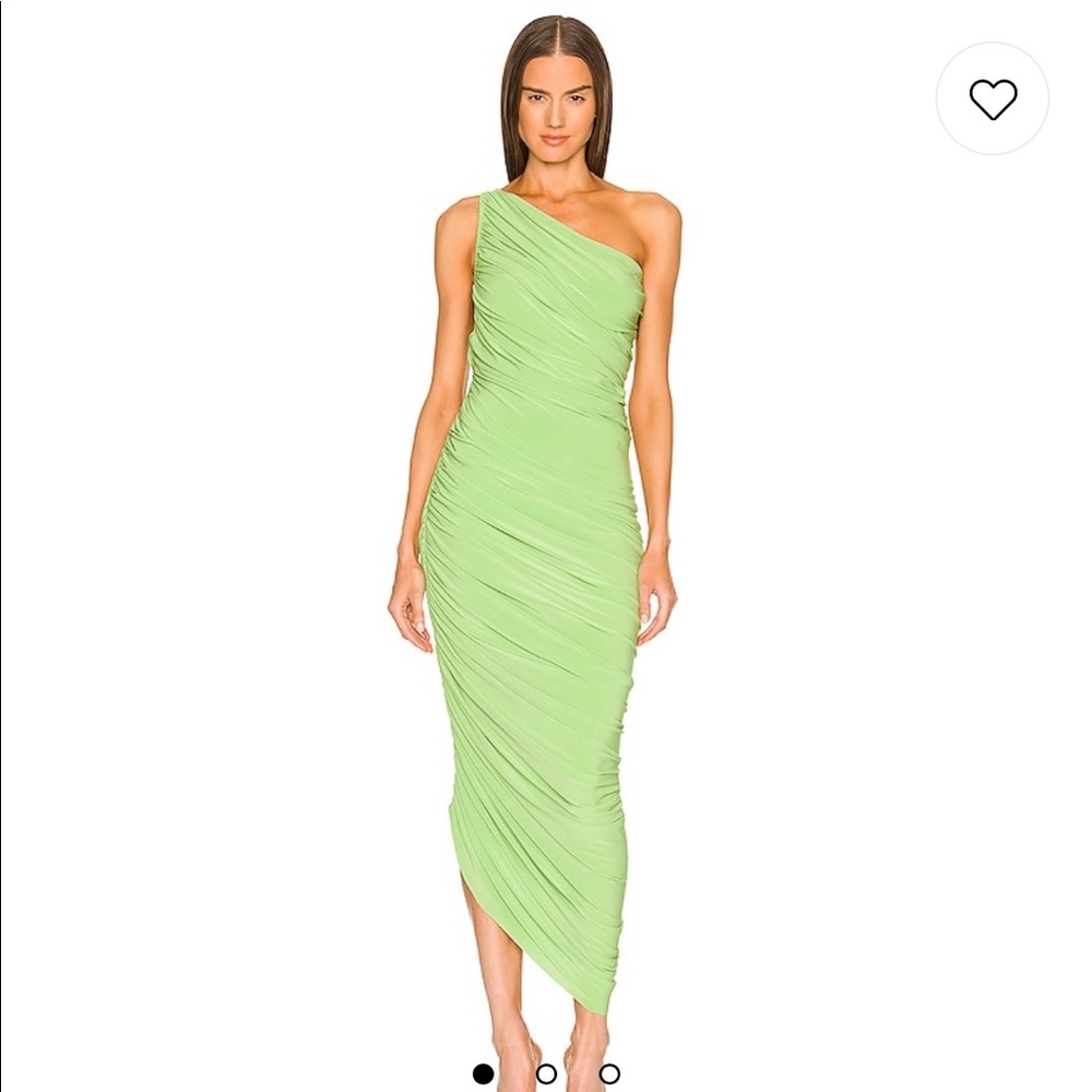 Norma Kamali Diana gown in gemini green